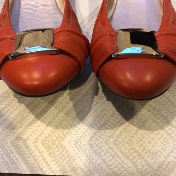 Salvatore Ferragamo Orange-Red Silver Emblem - Size 10.5 - Picture 4 of 9